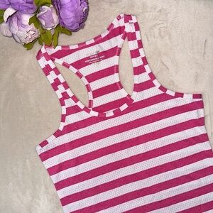 NEW Marika Pink and White Striped Athletic Top
